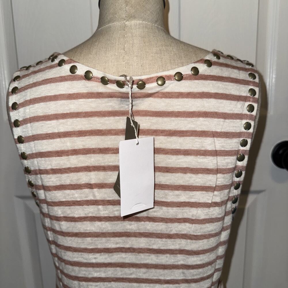 NEW J.Crew Women’s Striped 100% Linen Tank Pink Cream Size M - Picture 6 of 9